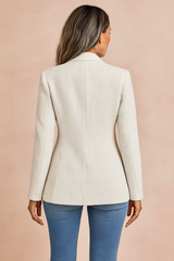 Elegant Beige Womens Blazer Jacket in Modern Cut – Chic Fitted Design for Business and Special Occasions 3