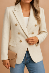 Elegant Beige Womens Blazer Jacket in Modern Cut – Chic Fitted Design for Business and Special Occasions 4