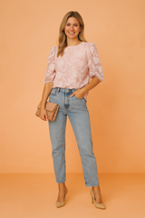 Rosana | Elegant floral blouse with puff sleeves 1