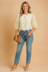 Rosana | Elegant floral blouse with puff sleeves 2