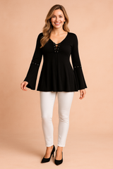 Selene | Tunic with flared sleeves and ties 0