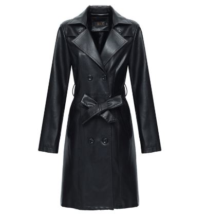 Short, elegant, double-breasted women's coat with a belt 1