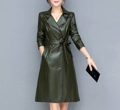Short, elegant, double-breasted women's coat with a belt 3