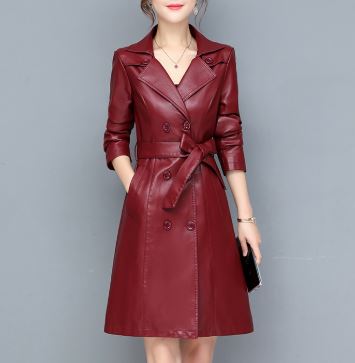 Short, elegant, double-breasted women's coat with a belt 4