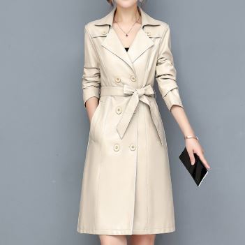 Short, elegant, double-breasted women's coat with a belt 5