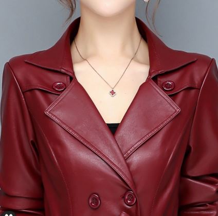 Short, elegant, double-breasted women's coat with a belt 6