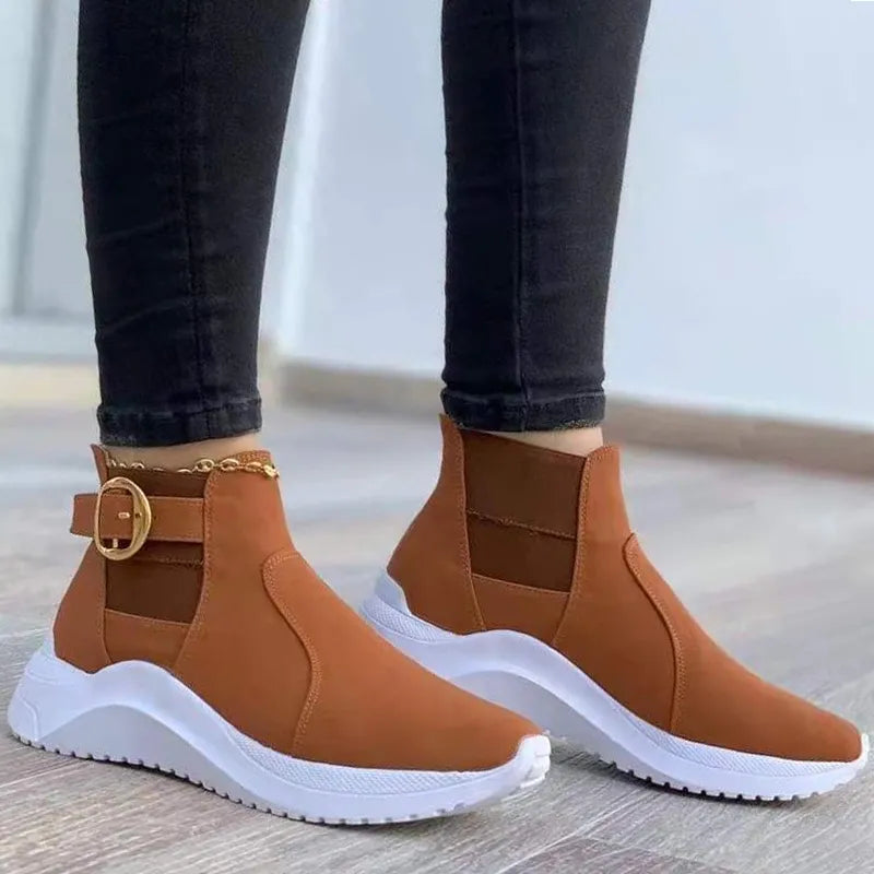 Sleek Platform Ankle Boots for Women – Trendy & Versatile Style 0
