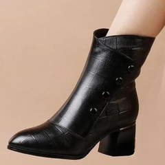 Textured Ankle Boots for Women – Stylish & Comfortable Block Heel 0