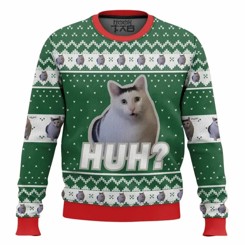 Unisex Christmas Sweater Fun Cat Motif Warm Knit 0