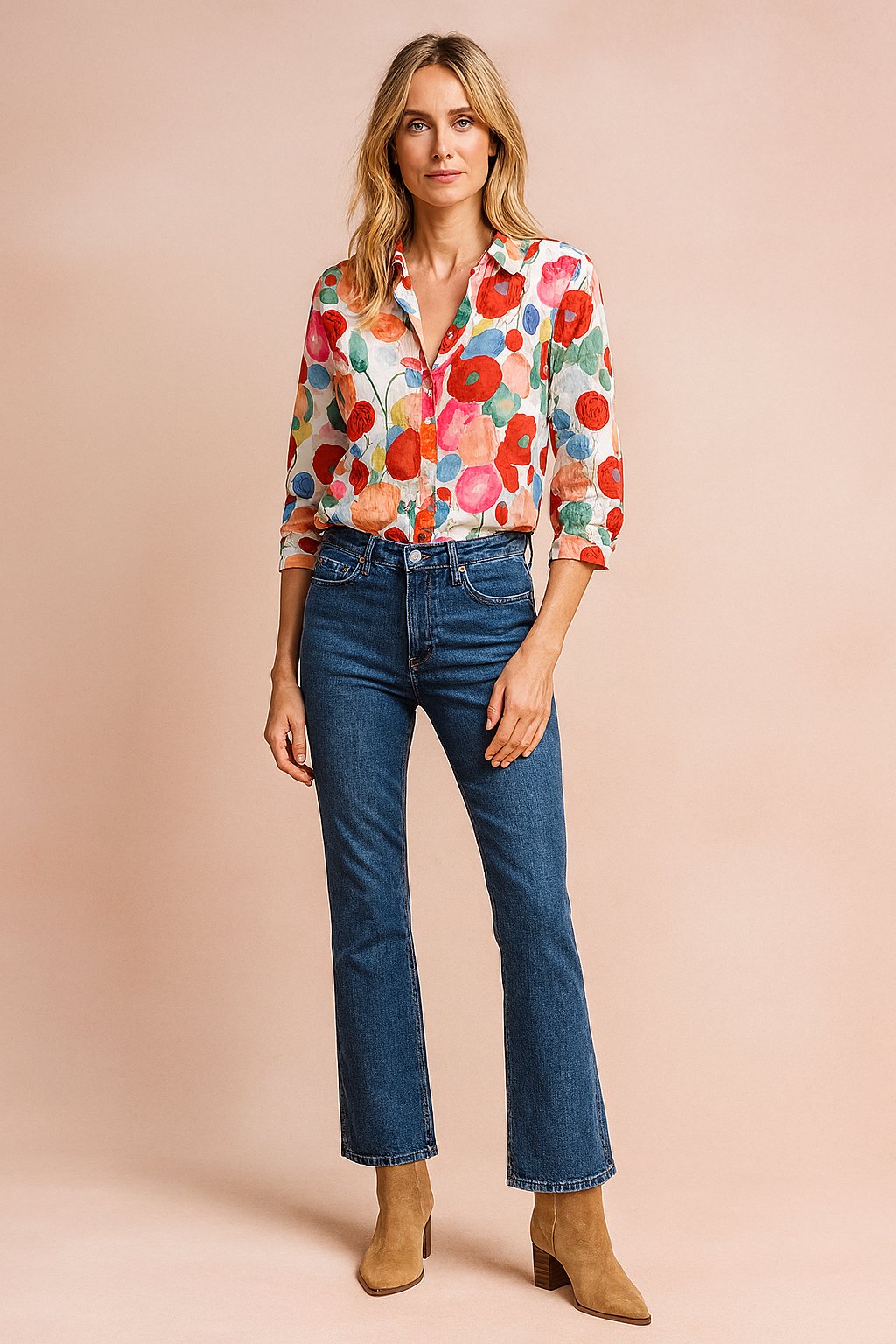 Vienna | Stylish red and floral blouse 0