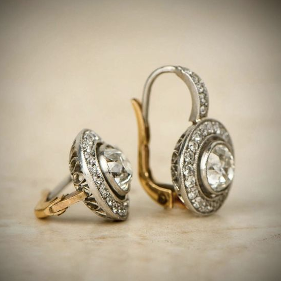 Vintage Silver Earrings with Cubic Zirconia – Elegant Jewelry 0
