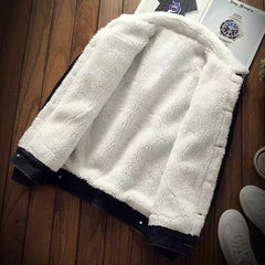 Veste en jean épaissie doublée en polaire pour femme