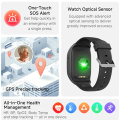 4G GPS Smartwatch for Seniors with SOS Function, Health Monitoring, and Independent Calling – Waterproof Fitness Tracker