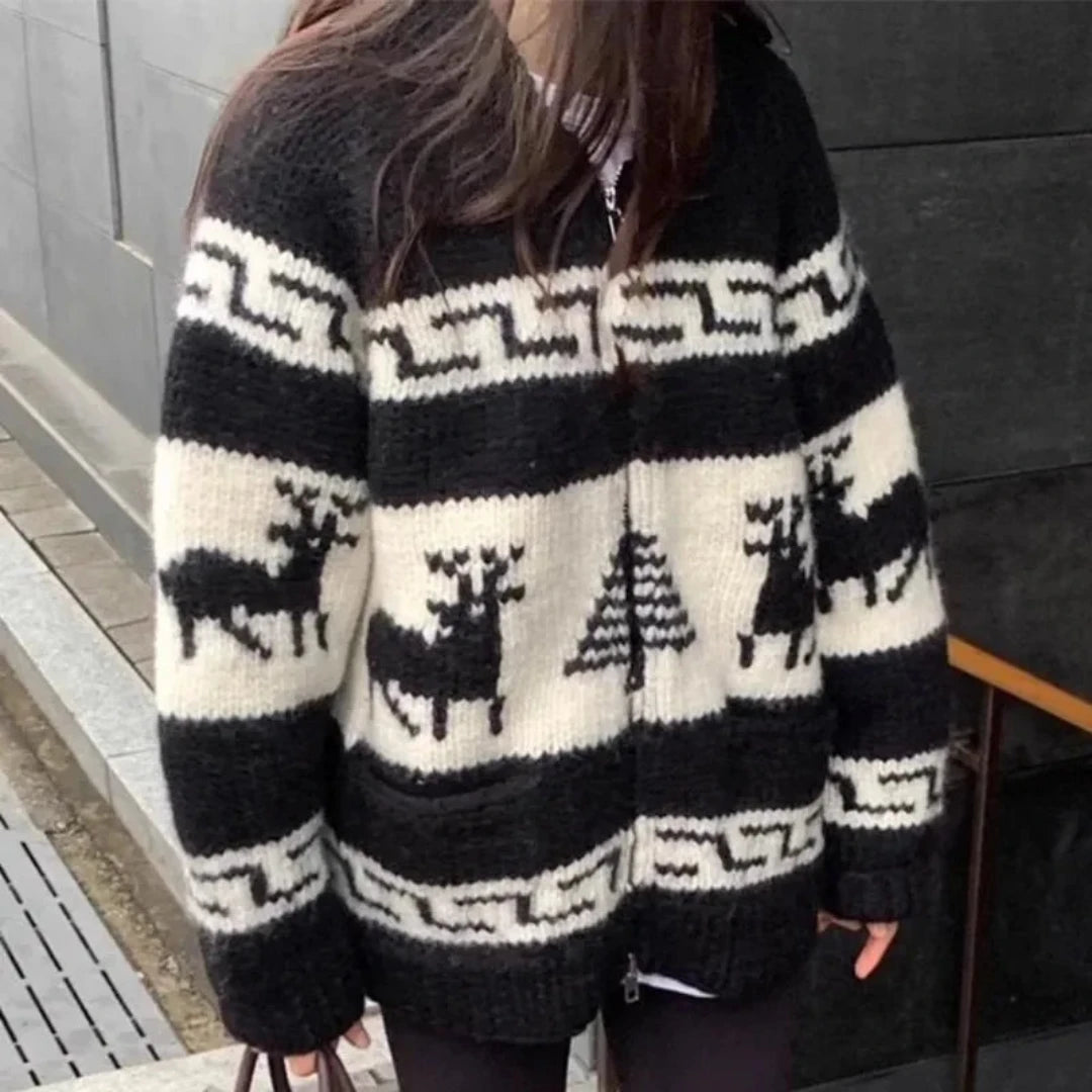 Women's Cozy Christmas Jacket Vintage Style Warm Material 0