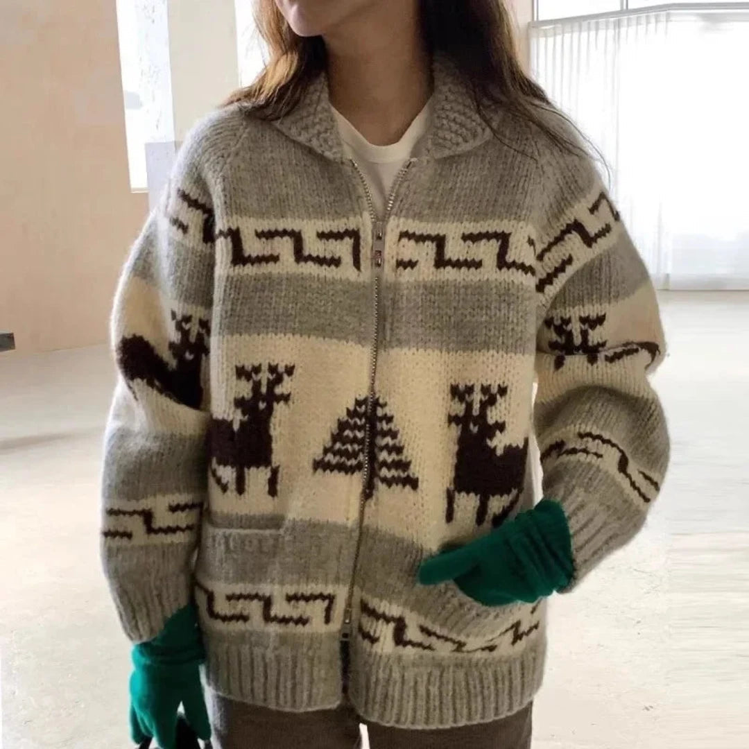 Women's Cozy Christmas Jacket Vintage Style Warm Material 1