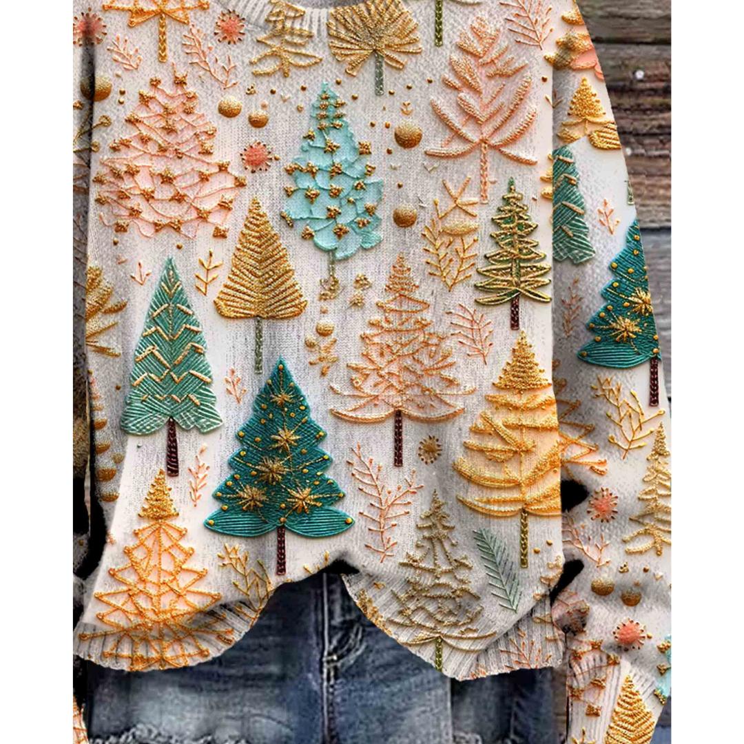 Women's Cozy Christmas Sweater Warm Knitted Fabric 0