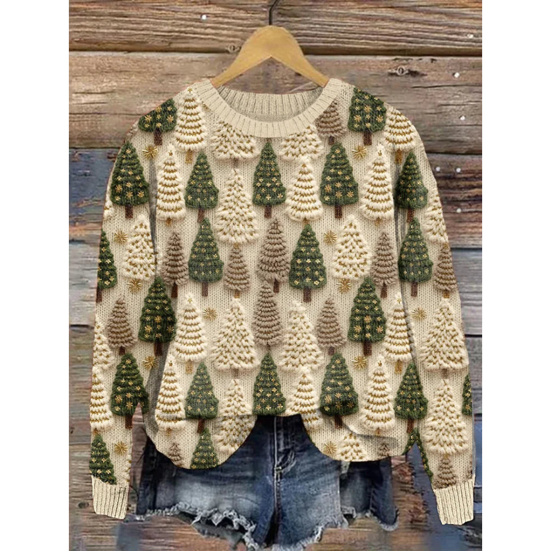 Women's Cozy Knit Christmas Sweater Warm Knit Fabric 0