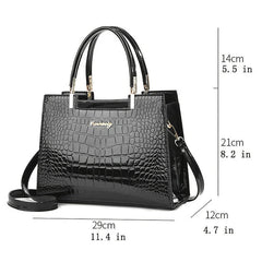 Women's Elegant Handbag Stylish Glossy Finish Real Leather 1