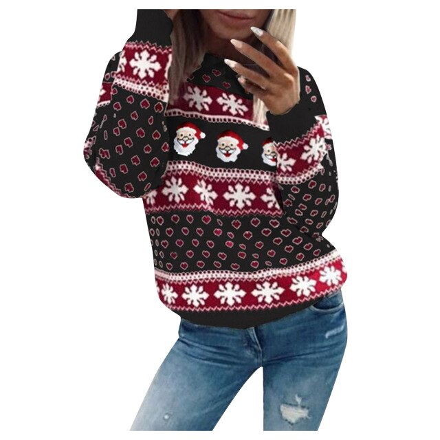 Women's Festive Christmas Sweater Warm Loose Fit High-Quality Material 0