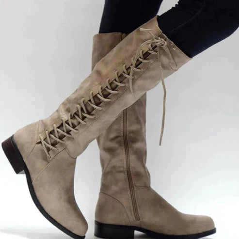 Women's Lace-Up Knee-High Boots | Flat 2