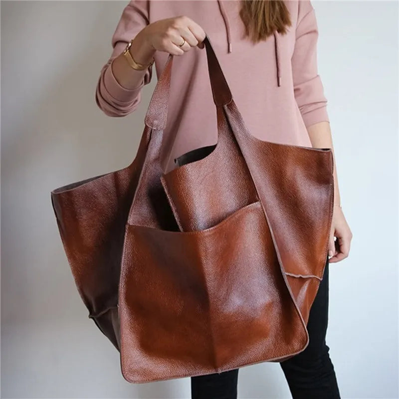 Women's Spacious Leather Tote Bag Elegant Design Genuine Leather 1