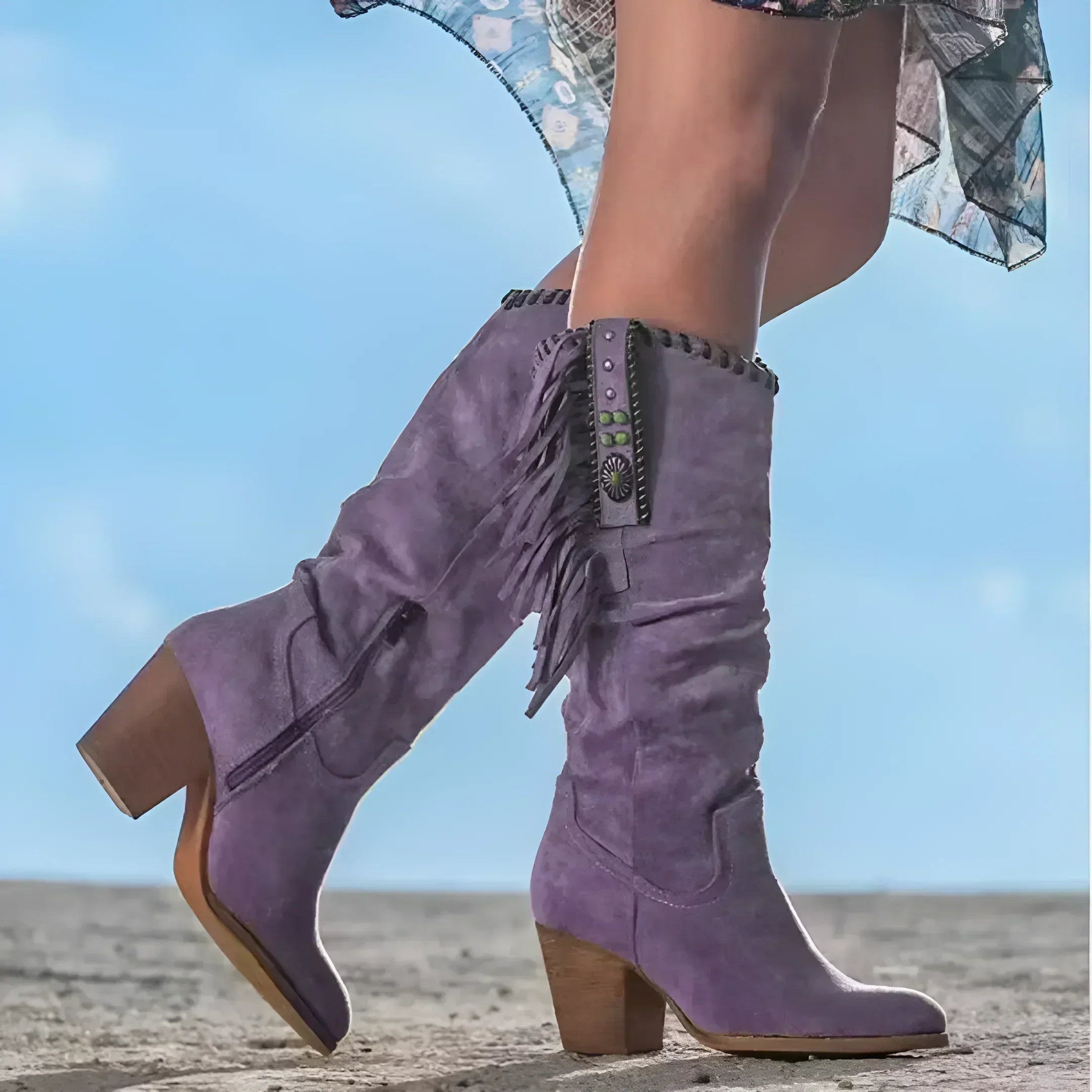 Women's Western Style Boho Cowboy Boots | Calf Length 1