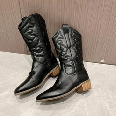 Women's Zipper Cowboy Boots | Calf Length 1