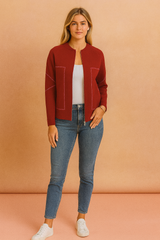 Women's casual jacket with a zipper and decorative stitching 1
