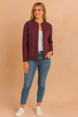Women's casual jacket with a zipper and decorative stitching 3