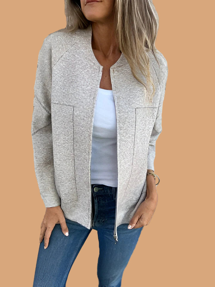 Women's casual jacket with a zipper and decorative stitching 6