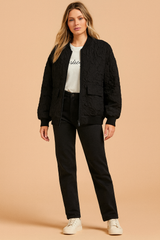 Women's casual quilted winter jacket with a zipper and pockets 0