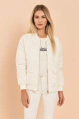 Women's casual quilted winter jacket with a zipper and pockets 1