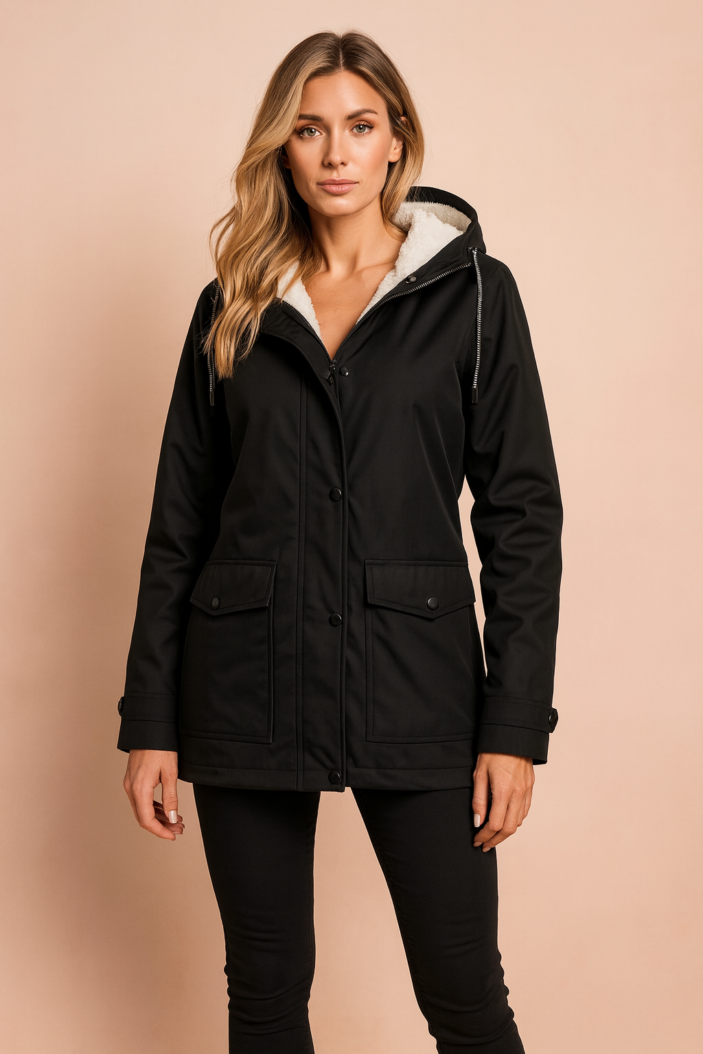 Women's winter insulated jacket with a casual hood 11