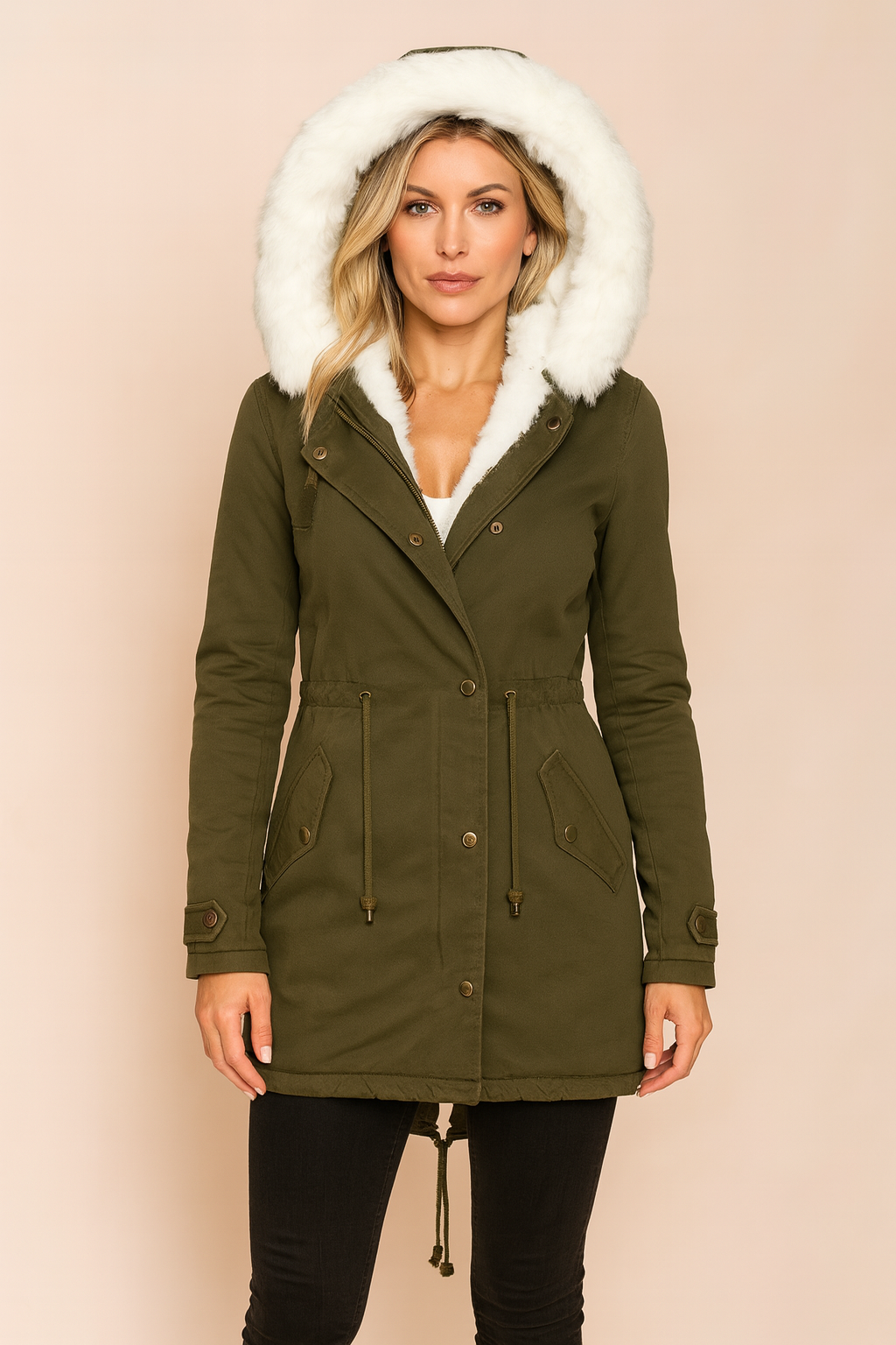 Women's winter jacket, insulated parka with hood 1