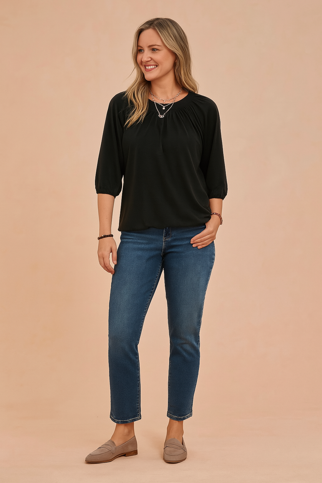 Zoe | Stylish blouse with gathered neckline 0