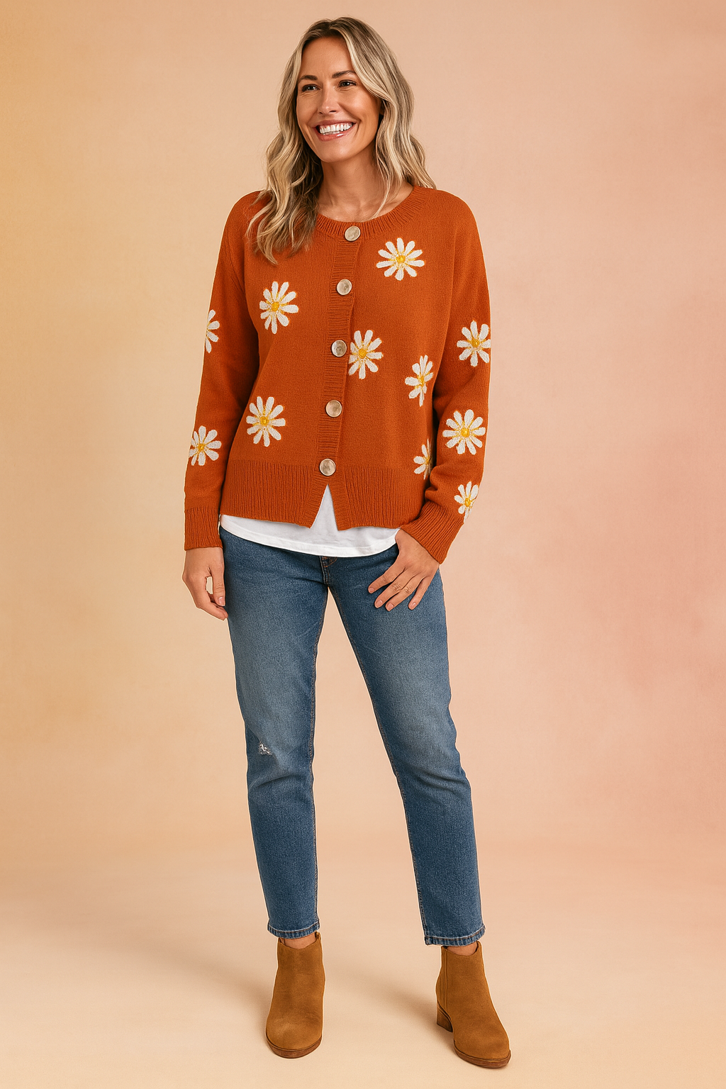 Zofia | Floral pattern cardigan with buttons 1