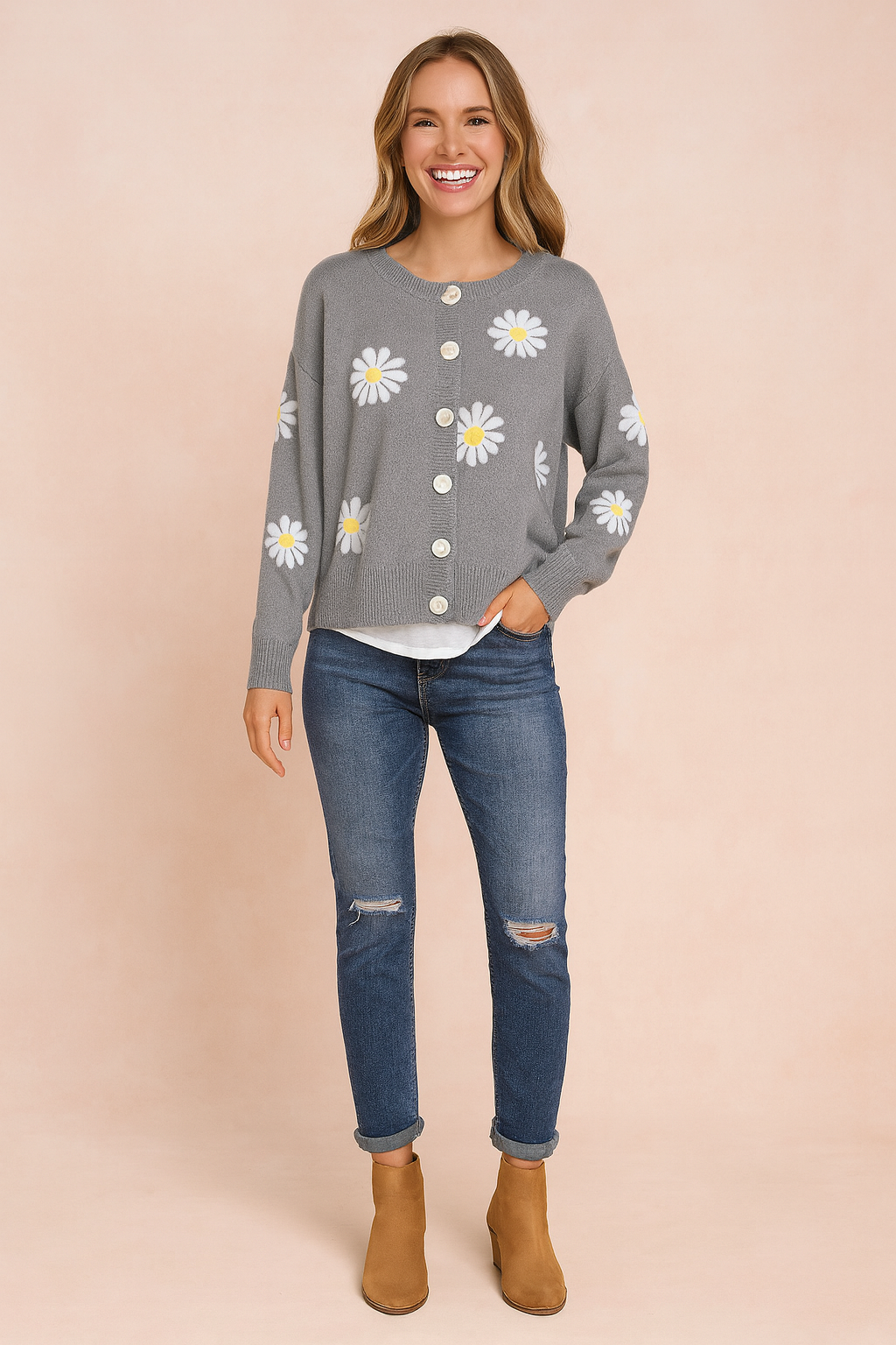 Zofia | Floral pattern cardigan with buttons 4