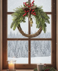 Couronne de Noël de ferme, couronne bohème, couronne de vacances